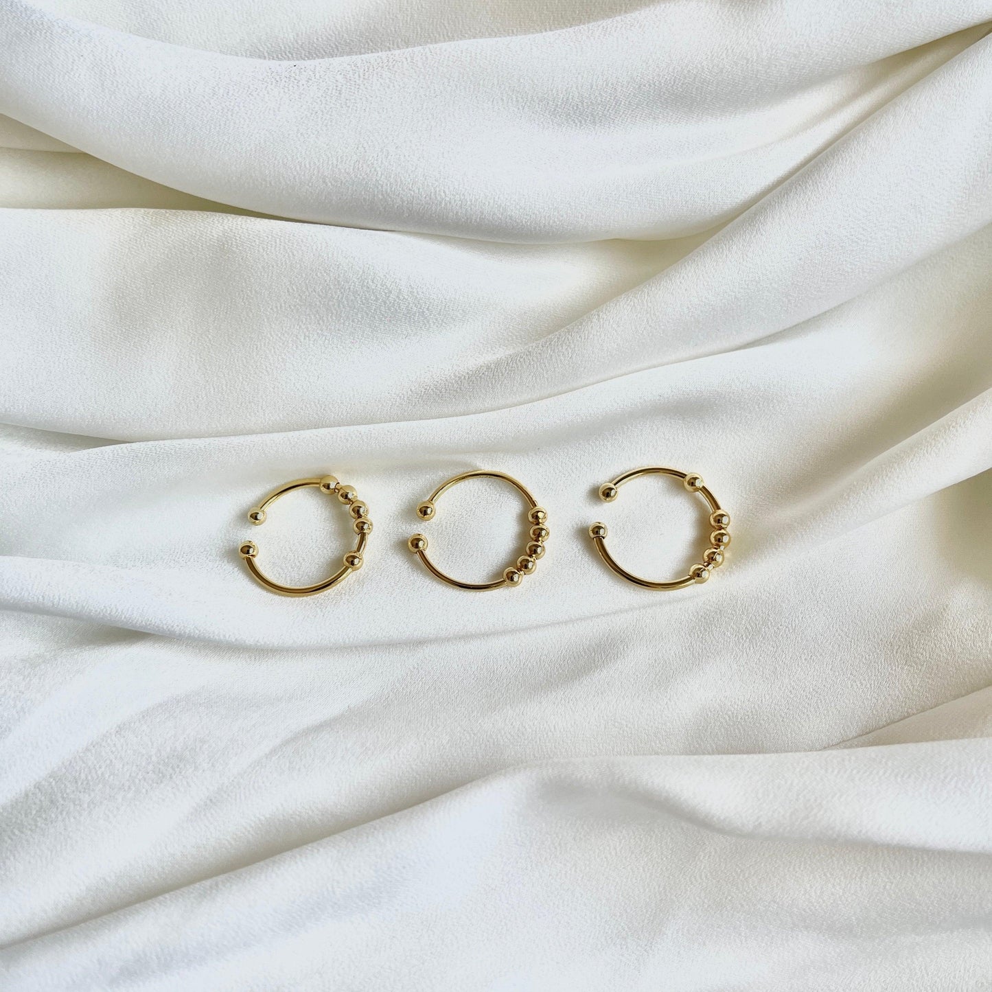 Set of 3 x kids size 18k gold plated on sterling silver abacus fidget ring - Subtly Anxious