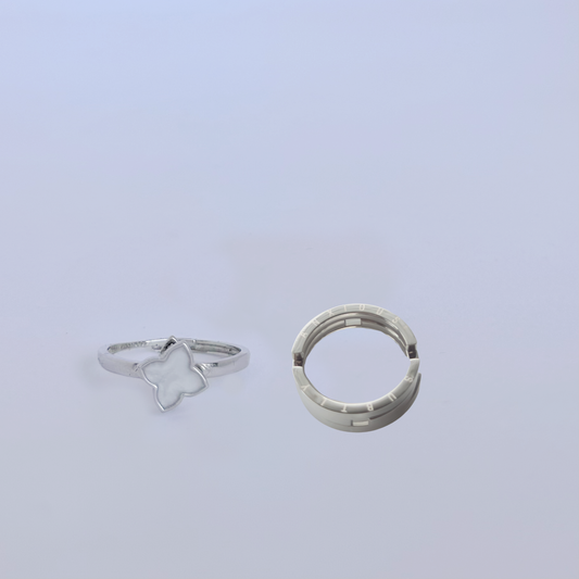 Silver fidget ring and Remmie white gold spinning flower ring Bundle - Subtly Anxious