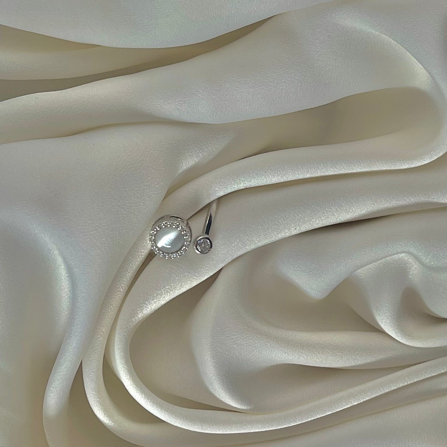 White gold plated on sterling silver opal fidget spinner ring - Subtly Anxious